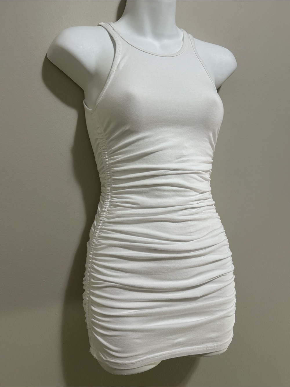 TNA White Ruched Tank Mini Dress - Picture 3 of 9